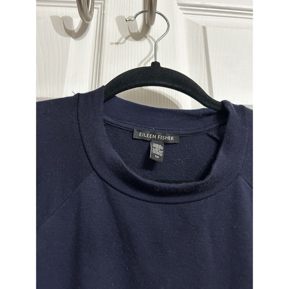 Elieen Fisher Small Navy Blue Long Sleeve Tunic Shirt Top Side Tencel Cozy Soft - Picture 3 of 11